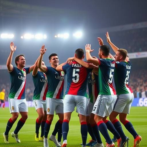 Esultanza di una squadra di calcio italiana dopo un goal