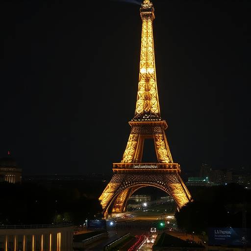 Foto della Torre Eiffel illuminata durante la conferenza sul clima di Parigi