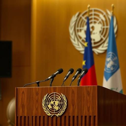 Foto di una conferenza stampa delle Nazioni Unite