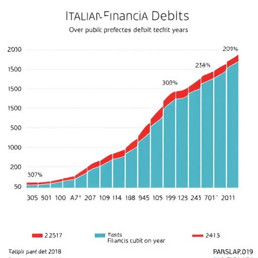 Grafico che mostra l'andamento del debito pubblico italiano nel corso degli anni.