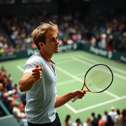 Jannik Sinner che serve durante un match del Masters di Parigi