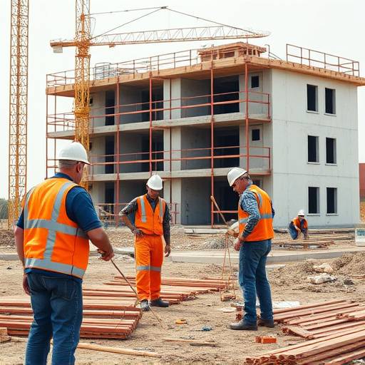 Operai al lavoro in un cantiere edile, simbolo degli investimenti del PNRR.