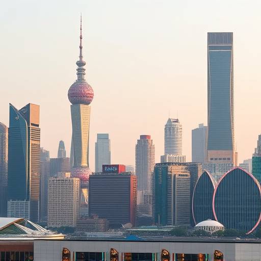 Skyline di Shanghai, Cina, con grattacieli moderni